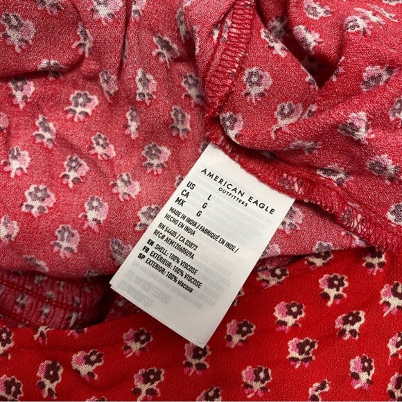 AMERICAN EAGLE RED FLORAL CUT OUT LONG SLEEVE DRESS - Picture 3 of 7